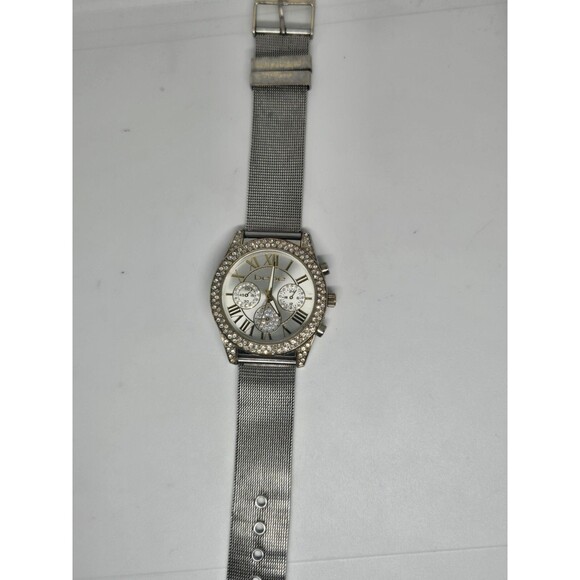 Bebe Ladies' Silver/Gold Toned Rhinestone Analog Watch. New battery. - Picture 2 of 7